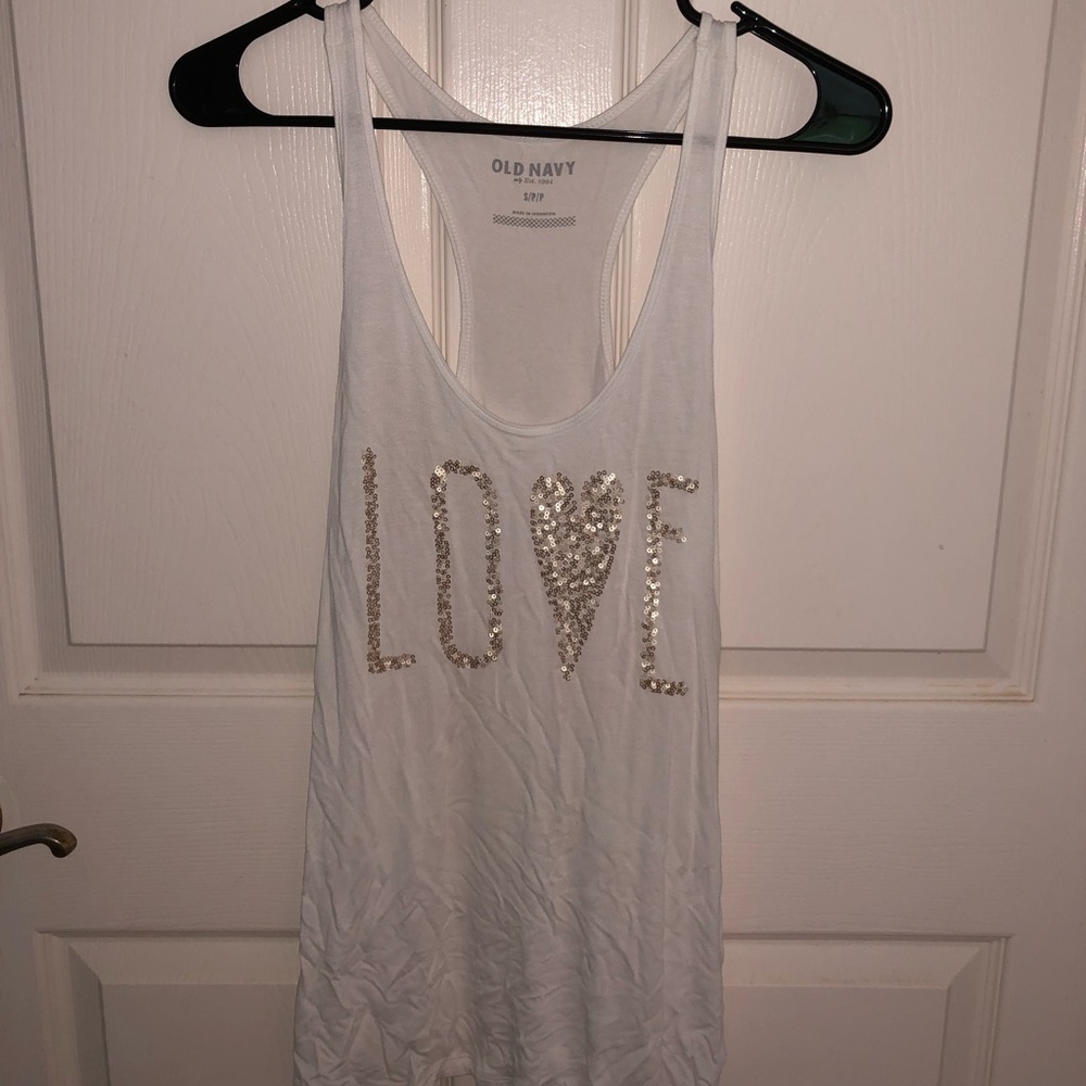 Long white racerback tank top